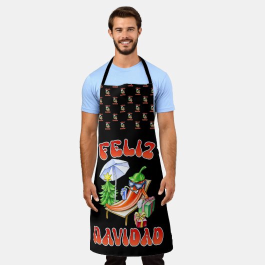 Grappige Feliz Navidad Schattigee kerstchili Schort (Gedragen)