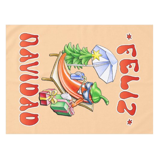 Grappige Feliz Navidad Schattigee kerstchili Tafelkleed (Voorkant (Horizontaal))