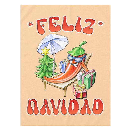 Grappige Feliz Navidad Schattigee kerstchili Tafelkleed (Voorkant)