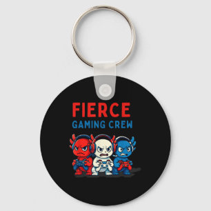 Grappige Felle Axolotl Gaming Crew Rood Wit Blauw Sleutelhanger