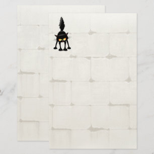 Grappige Felle Zwarte Kat Cartoon Briefpapier