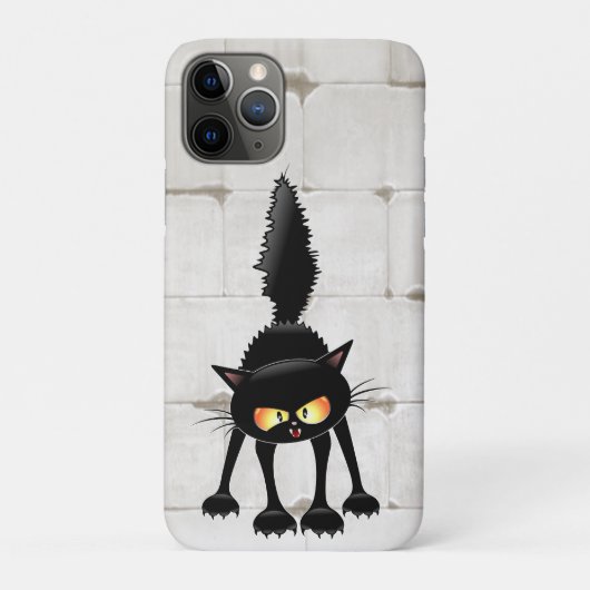 Grappige Felle Zwarte Kat Cartoon Case-Mate iPhone Case (Achterkant)