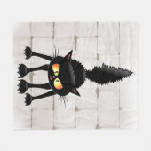 Grappige Felle Zwarte Kat Cartoon  Fleece Deken (Voorkant (Horizontaal))