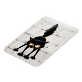 Grappige Felle Zwarte Kat Cartoon Magneet (Linkerzijde)