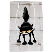 Grappige Felle Zwarte Kat Cartoon Medium Cadeauzakje (Voorkant)