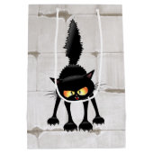 Grappige Felle Zwarte Kat Cartoon Medium Cadeauzakje (Achterkant)