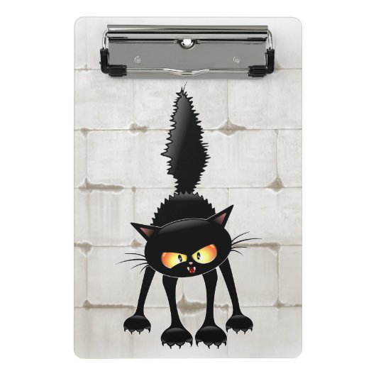 Grappige Felle Zwarte Kat Cartoon Mini Klembord (Voorkant)