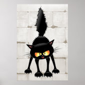 Grappige Felle Zwarte Kat Cartoon Poster (Voorkant)