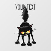 Grappige Felle Zwarte Kat Cartoon Raamsticker (Vel)
