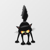 Grappige Felle Zwarte Kat Cartoon  Raamsticker (Vel)