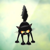 Grappige Felle Zwarte Kat Cartoon  Raamsticker (Vel 3)