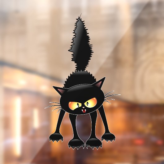 Grappige Felle Zwarte Kat Cartoon  Raamsticker (Vel 2)