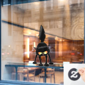 Grappige Felle Zwarte Kat Cartoon  Raamsticker (Cafe Raam)