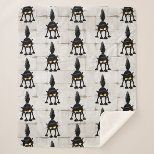 Grappige Felle Zwarte Kat Cartoon  Sherpa Deken