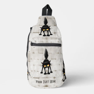 Grappige Felle Zwarte Kat Cartoon Sling Bag