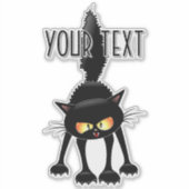 Grappige Felle Zwarte Kat Cartoon  Sticker (Voorkant)