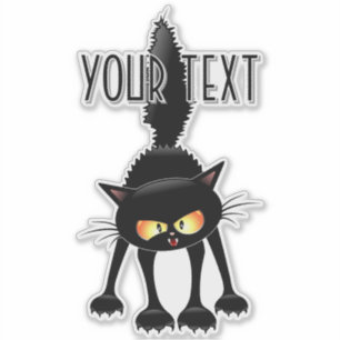 Grappige Felle Zwarte Kat Cartoon  Sticker