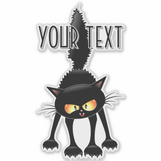 Grappige Felle Zwarte Kat Cartoon  Sticker (Voorkant)