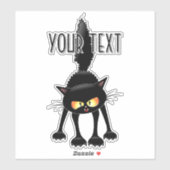 Grappige Felle Zwarte Kat Cartoon  Sticker (Vel)
