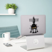 Grappige Felle Zwarte Kat Cartoon  Sticker (Laptop op bureau)