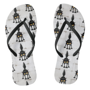 Grappige Felle Zwarte Kat Cartoon  Teenslippers