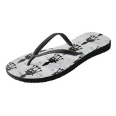 Grappige Felle Zwarte Kat Cartoon  Teenslippers (Schuin)