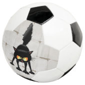 Grappige Felle Zwarte Kat Cartoon  Voetbal (Drie kwart)