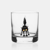 Grappige Felle Zwarte Kat Cartoon Whisky Glas (Achterkant)