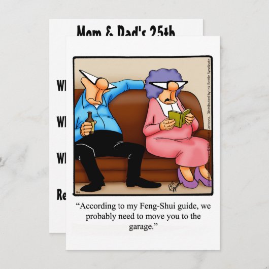 Grappige "Feng-Shui" uitnodigingen voor jubileumfe (Voorkant / Achterkant)