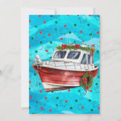 Grappige Festieve Blauwe Golven Kerstboot Parade Kaart (Achterkant)