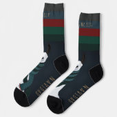 Grappige Festieve “Fleece Navidad” Grap Dark Blue  Sokken (Links)