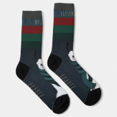 Grappige Festieve “Fleece Navidad” Grap Dark Blue  Sokken (Rechts)