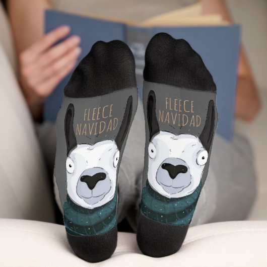 Grappige Festive Chic “Fleece Navidad” Lama Grijs Sokken (Onderkant)