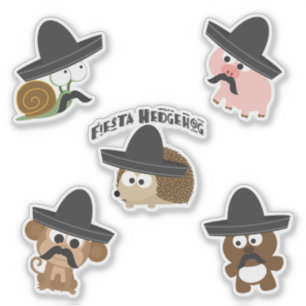 Grappige Fiesta Dieren met Sombreros en snorren Sticker