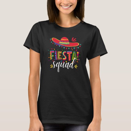 Grappige Fiesta Squad Mexicaanse Sombrero Groep Fa T-shirt (Voorkant)