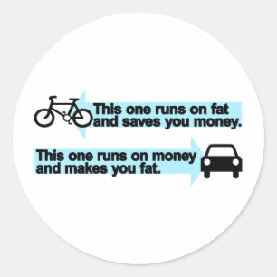 Grappige fiets versus auto ronde sticker