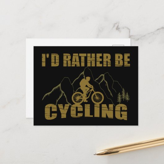Grappige fietscitaten feestdagenkaart (Voorkant / Achterkant in situ)