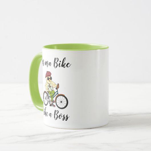 Grappige Fietsen Mok met een stijlvolle Biker Bird (Voorkant links)