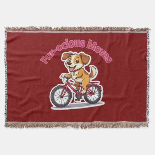 **Grappige Fietsende Hond – Cute Hond op een Fiets Deken (Voorkant)