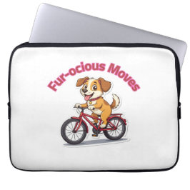 **Grappige Fietsende Hond – Cute Hond op een Fiets Laptop Sleeve