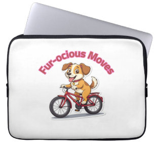 **Grappige Fietsende Hond – Cute Hond op een Fiets Laptop Sleeve