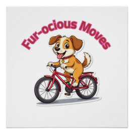 **Grappige Fietsende Hond – Cute Hond op een Fiets Perfect Poster