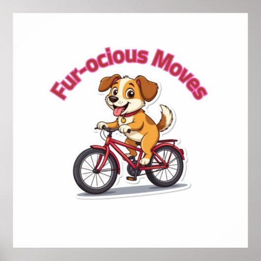 **Grappige Fietsende Hond – Cute Hond op een Fiets Poster (Voorkant)