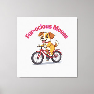 **Grappige Fietsende Hond – Malle Hond op een Fiet Canvas Afdruk