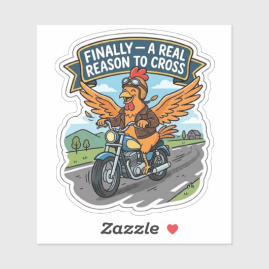 Grappige Fietsende Kip Sticker — Waarom Oversteken (Vel)