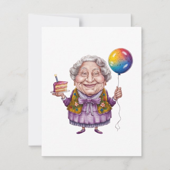 Grappige fietsende oma verjaardagsfeest kunst (Voorkant)