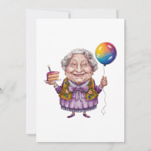 Grappige fietsende oma verjaardagsfeest kunst feestdagenkaart