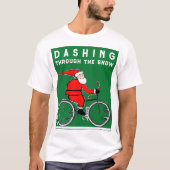 Grappige Fietsende Wielrenner Kerst T-shirt (Voorkant)