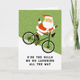 Grappige fietser kerst feestdagen kaart