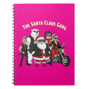Grappige fietser Kerstman bende Rock and Roll Notitieboek